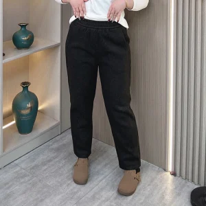 Plus Size Women's Elastic Waist Fleece Harem Woolen Pants