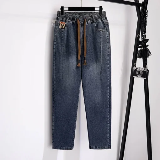 Plus Size High Waist Loose Casual Denim Jeans for Women - Image 4