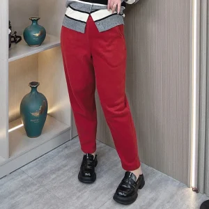 Plus Size Women’s Fleece-lined Thicken High Waist Harem Pants