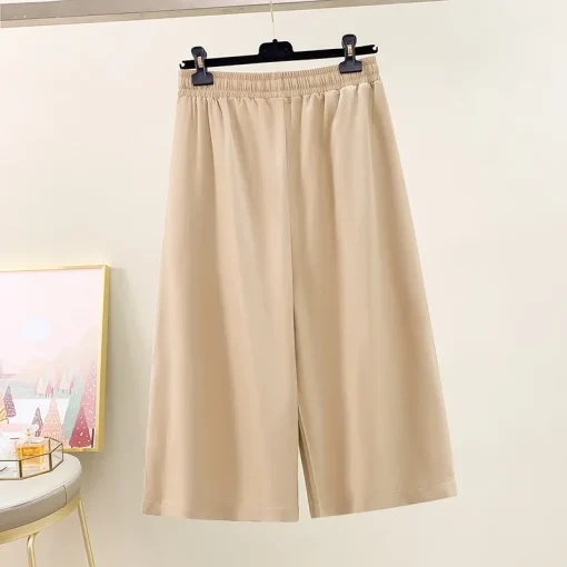 Plus Size Elastic Waist Wide Leg Casual Pants Women - Image 4