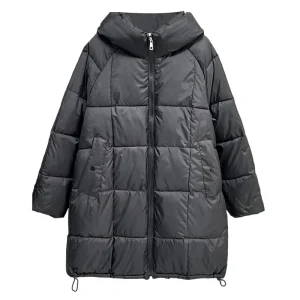 Plus Size Women’s Winter Hooded Thick Warm Long Cotton-padded Parka