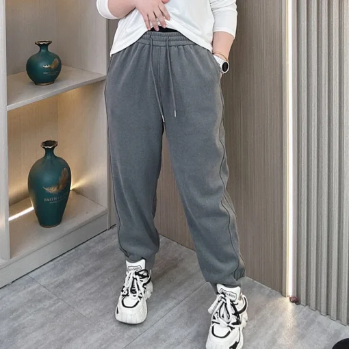 Plus Size Women’s Fleece-Lined Harem Pants, High Waist Sweatpants