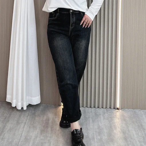 Fleece-Lined Denim Harem Pants for Women, Warm & Stylish - Image 5