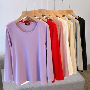 Plus Size High Elastic Long Sleeve Bottoming Shirt Women