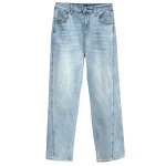 Plus Size Women's Denim Wide Leg Pants Spring Casual Trousers