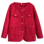 Plus Size Women's Fleece-Lined Woolen Vintage Chic Winter Jacket