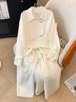 Plus Size Loose British Style Long Trench Coat Windbreaker