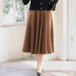 Plus Size Umbrella Skirt Women Vintage A-Line Twill Skirt