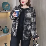 Chic Fleece-lined Woolen Coat Women Plus Size Plaid Jacket
