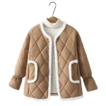 Plus Size Women’s Argyle Rabbit Hair Cotton-Padded Parka Coat