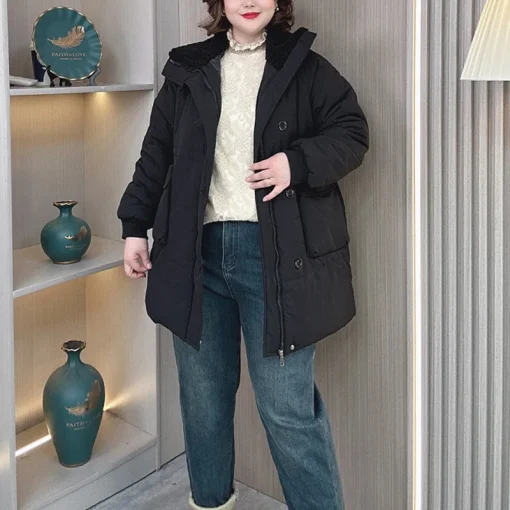 Plus Size Women’s Down Cotton Parka, Warm Winter Coat - Image 2