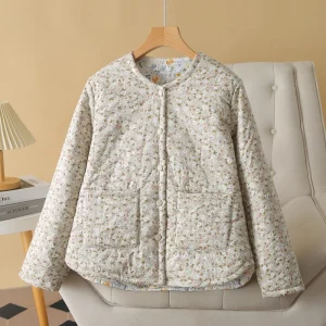 Fashion Plus Size Women’s Floral Cotton-Padded Warm Parka Coat