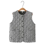 Plus Size Women’s Plaid Quilted Sleeveless Parka Vest