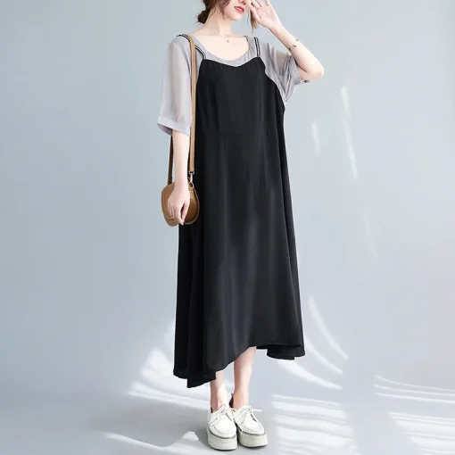 Plus Size Women's Loose Short Sleeve Long Sweet Dress - Image 3