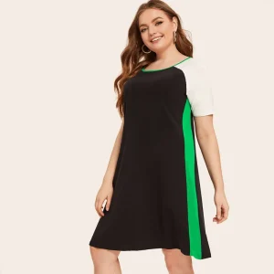 Plus Size Short Sleeve A-line Casual Summer Dress for Women