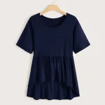 Plus Size Casual Hi-Low Short Sleeve Summer T-Shirt