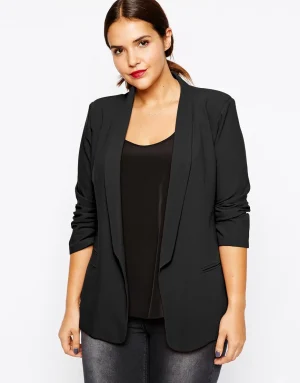 Plus Size Open Front Long Sleeve Casual Blazer
