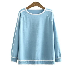 Plus Size Women’s Striped Raglan Sleeve Knitted Jumper