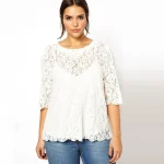 Plus Size Elegant Lace Blouse with Button Back
