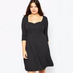 Plus Size Square Neck A-Line Knee-Length Office Dress