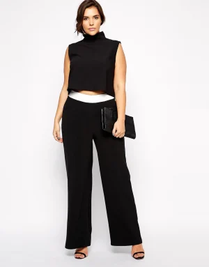 Plus Size High Waist Wide Leg Black and White Pants