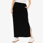 Plus Size Knot Drawstring Waist Black Casual Sports Skirt
