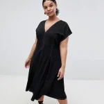 Plus Size Sexy V-neck A-line Fit and Flare Midi Dress
