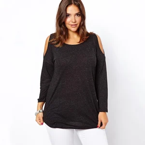 Plus Size Off-Shoulder Long Sleeve Loose Summer Blouse