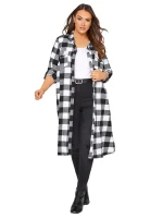 Plus Size Elegant Spring Autumn Plaid Shirt Dress