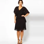 Plus Size Sexy V-Neck Batwing Sleeve Chiffon Dress