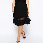 Plus Size Elastic Waist A-Line Pleated Midi Skirt