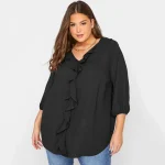 Plus Size Sexy V-Neck Ruffle Sleeve Summer Blouse
