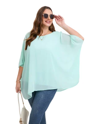 Plus Size Elegant Summer Batwing Sleeve Chiffon Tunic Blouse