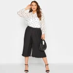 Plus Size High Waist Pleated Capri Pants for Women