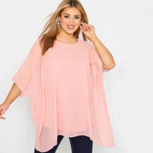 Plus Size Loose Batwing Sleeve Cape Blouse for Summer