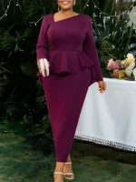 Elegant Asymmetrical Neck Bodycon Church Dress for Women