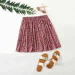 Plus Size Floral Print A-Line Chiffon Skirt with Elastic Waist