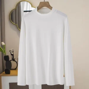 Autumn Plus Size Women’s Combed Cotton Half Turtleneck T-shirt