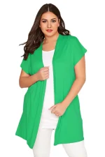 Women’s Plus Size Short Sleeve Loose Open Front Kimono