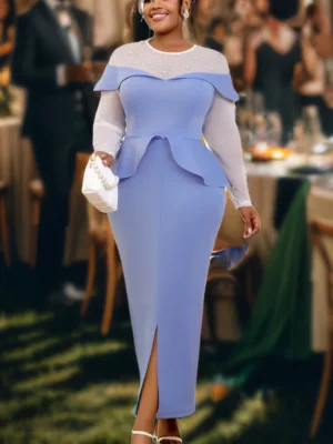 Elegant Bodycon Party Dress for Women with Mesh Beading