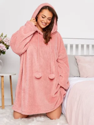 Plus Size Casual Autumn Winter Teddy Hoodie Dress