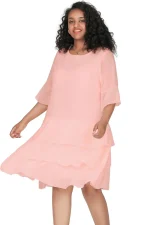 Plus Size 3/4 Sleeve Chiffon Cocktail Party A-line Dress