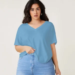 Plus Size V-neck Short Sleeve Loose Casual T-shirt