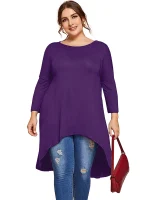 Plus Size Long Sleeve Hi-Low Tunic Flare Swing Top