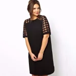 Plus Size Loose Summer Elegant Tunic Dress with Mesh Sleeves