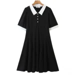 Plus Size Women’s Polo Collar Puff Sleeve Fishtail Dress