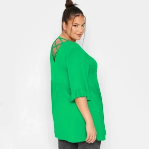 Plus Size Back Cross Summer Elegant Peplum Tunic Top