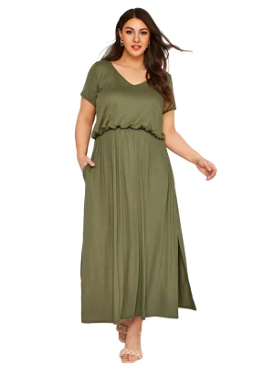Plus Size Elegant Summer Casual Short Sleeve Beach Dress