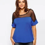 Plus Size Summer Casual Mesh Patchwork Short Sleeve T-shirt