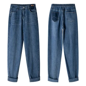 Plus Size Women’s High Stretch Retro Denim Harem Pants
